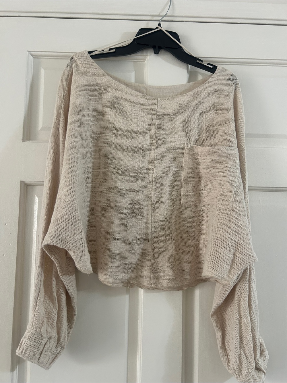 Free People Cream Lightweight Pocket Pullover
